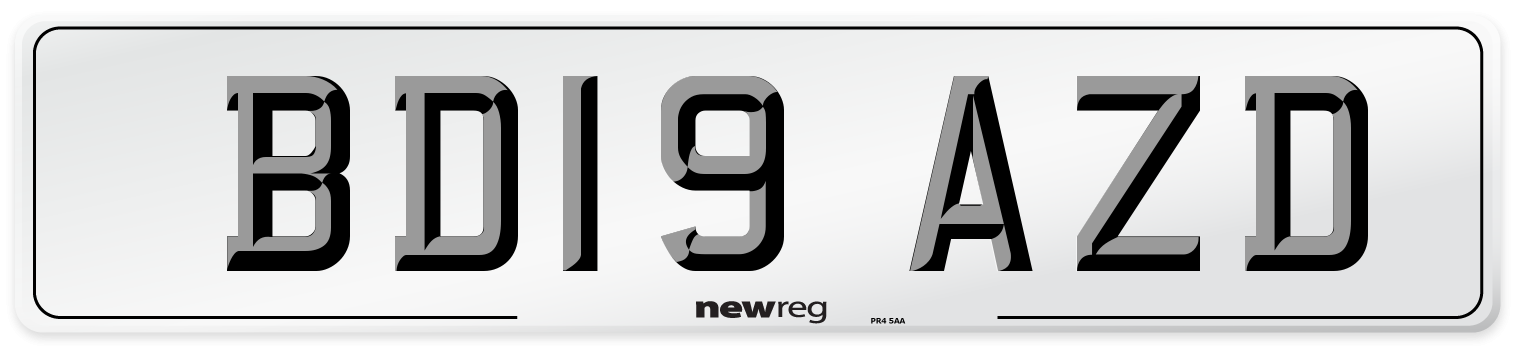 BD19 AZD Number Plate from New Reg